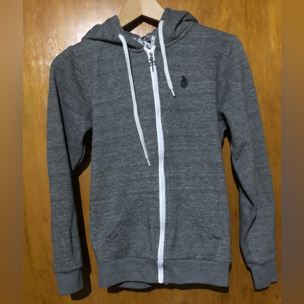 RED DRAGON APPAREL (RDS); Unisex Grey Zipper Sweater with hood. Used.